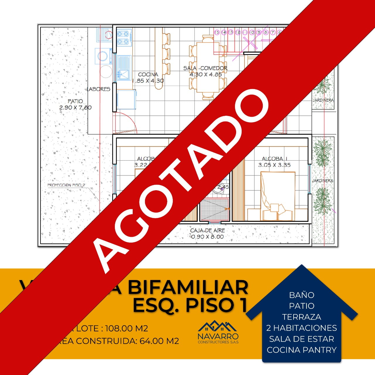 Vivienda Bifamiliar Esquina Piso 1